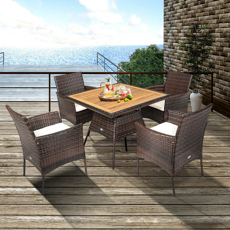 Lark Manor Akyrie Square 4 Person 35.5 Long Dining Set with Cushions Reviews Wayfair